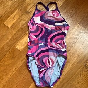 Nike Purple Geometric Print One Piece Swimsuit